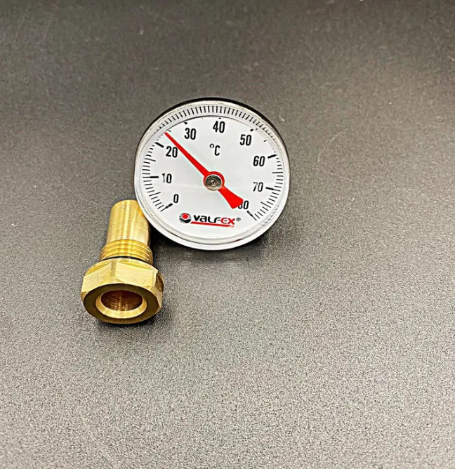 Термометр биметаллический с погружной гильзой 40 мм (заднее подключение) ,VALFEX, арт.VF.TG.40.014.080