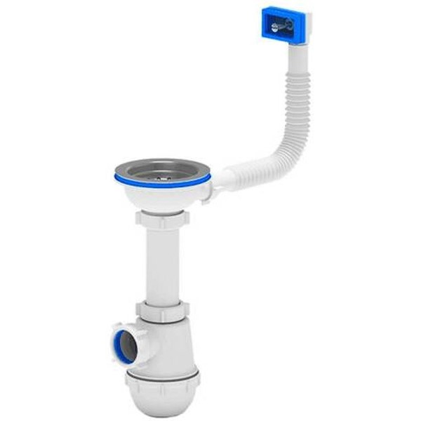 Сифон для мойки АНИ Пласт Грот A0147S 3 1/2 дюйма 40 мм с гибким переливом
