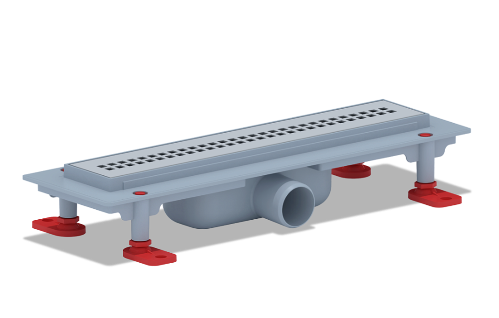 Трап линейный пластиковый АНИ Пласт TL1235M выпуск 40 мм решётка Риф матовая нержавеющая сталь 350 мм