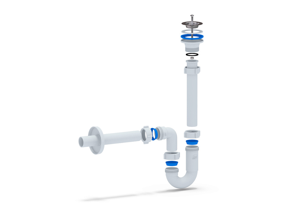 Сифон для раковины АНИ Пласт DB1003 1 1/4 дюйма 32 мм с прямой трубой 32 мм