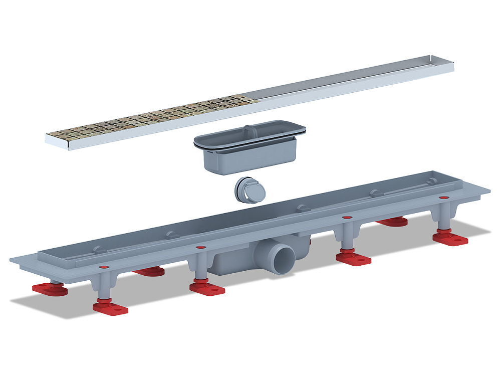 Трап линейный пластиковый АНИ Пласт TL1065 выпуск 40 мм решётка МОЛ под плитку 650 мм