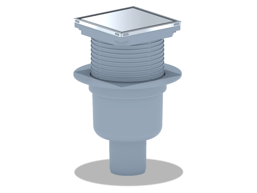 Трап для душа АНИ Пласт TQ5902 DN50 горизонтальный регулируемый с сухим затвором и решёткой из нержавеющей стали 100х100 мм под плитку