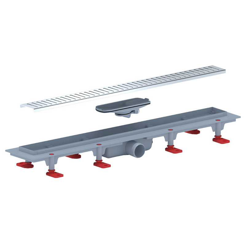 Трап линейный пластиковый АНИ Пласт TLQ1465G DN40 с сухим затвором и глянцевой решёткой Бимс 650х62 мм