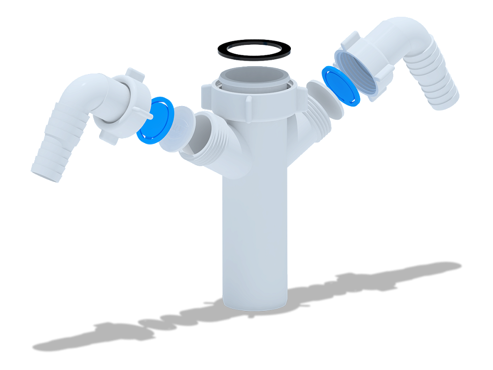 Отвод для стиральной и посудомоечной машины АНИ Пласт M145 двойной 1 1/2 дюйма х 40 мм