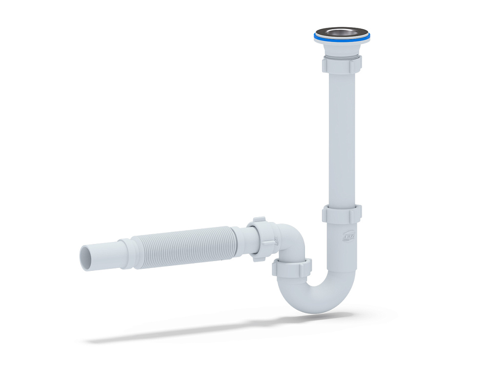Сифон для раковины АНИ Пласт DB1005 1 1/4 дюйма 32 мм прямоточный с гибкой трубой 32х32 мм