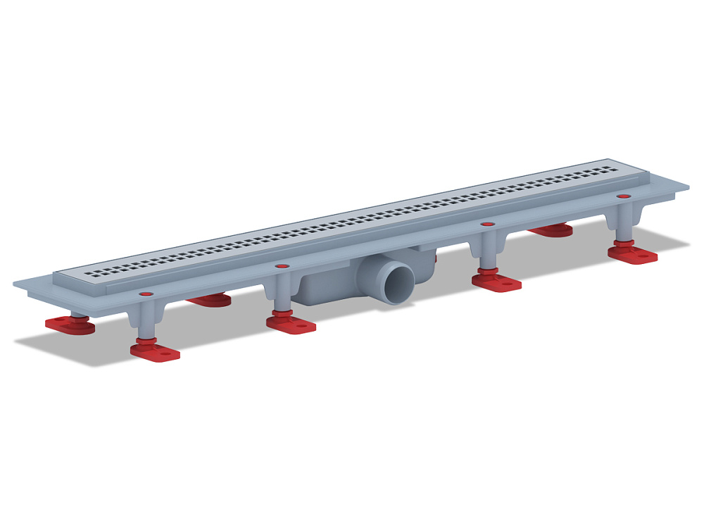 Трап линейный пластиковый АНИ Пласт TL1265M выпуск 40 мм решётка Риф матовая нержавеющая сталь 650 мм
