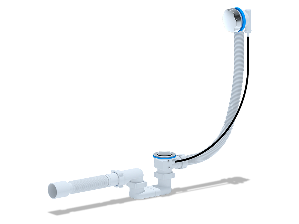 Перелив полуавтомат с плоским сифоном АНИ Пласт EM701 580 мм с гибкой трубой 40х50 мм