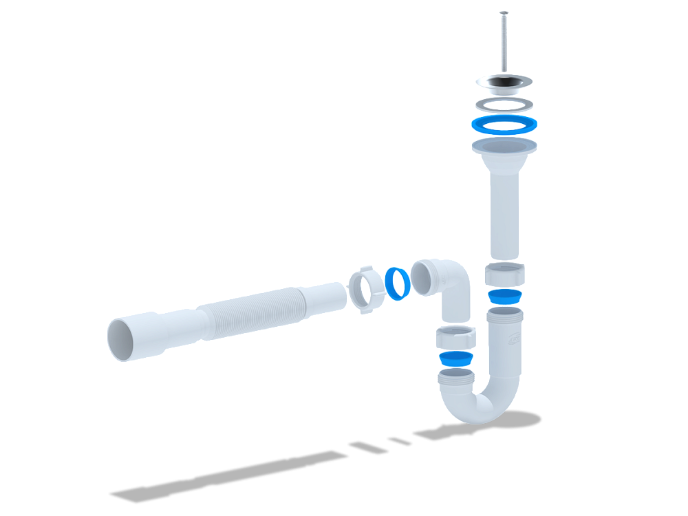 Сифон для раковины АНИ Пласт DB2016 с литым выпуском и гибкой трубой 32х40/50 мм