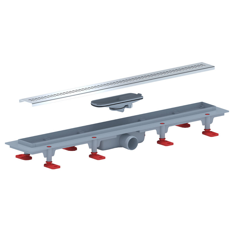 Трап линейный пластиковый АНИ Пласт TLQ1265G DN40 с сухим затвором и глянцевой решёткой Риф 650х62 мм