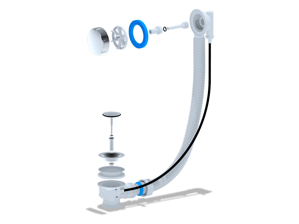 Перелив полуавтомат для ванны АНИ Пласт EM401 580 мм пластиковая хромированная ручка