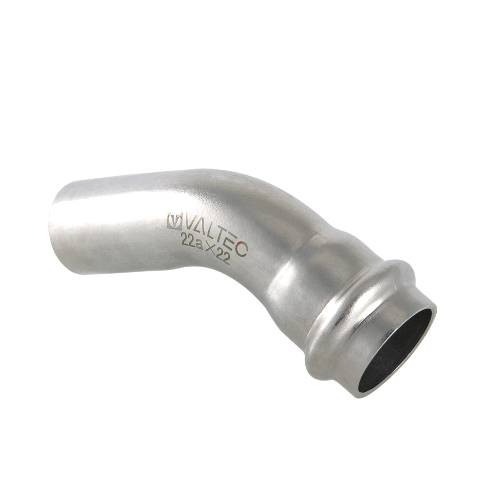 Угольник 45° (раструб–труба) нержавеющая сталь