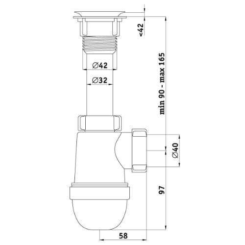 Сифон для мойки АНИ Пласт Варяг C5000 1 1/4 дюйма 40 мм