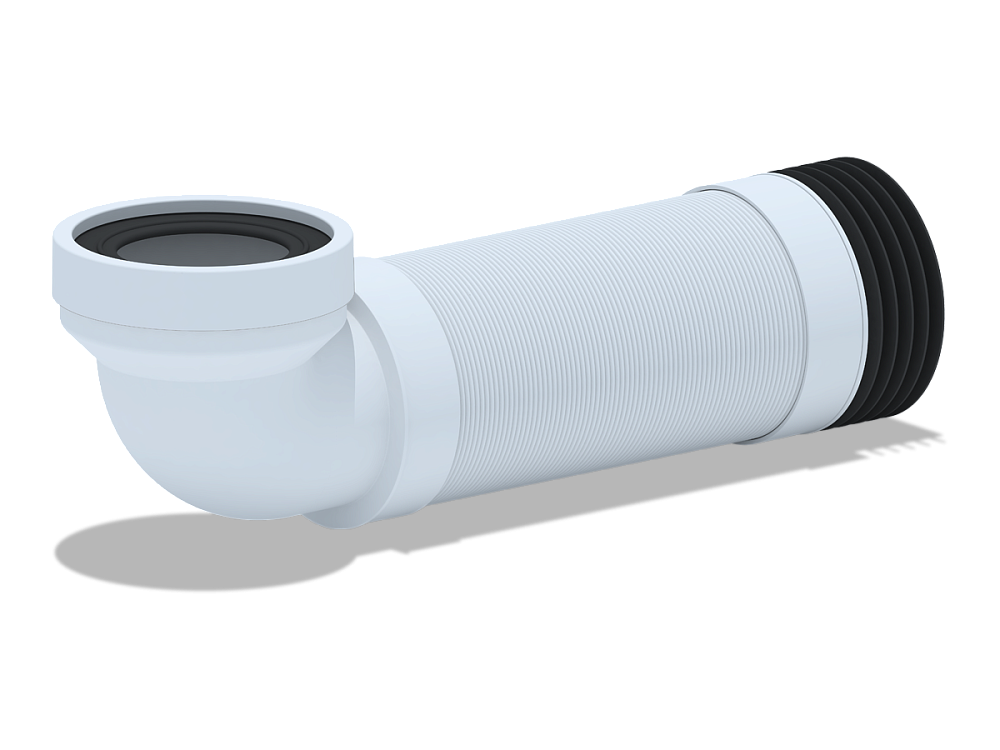 Удлинитель гибкий для унитаза АНИ Пласт K739R угол 90 градусов выпуск 110 мм 395-1115 мм