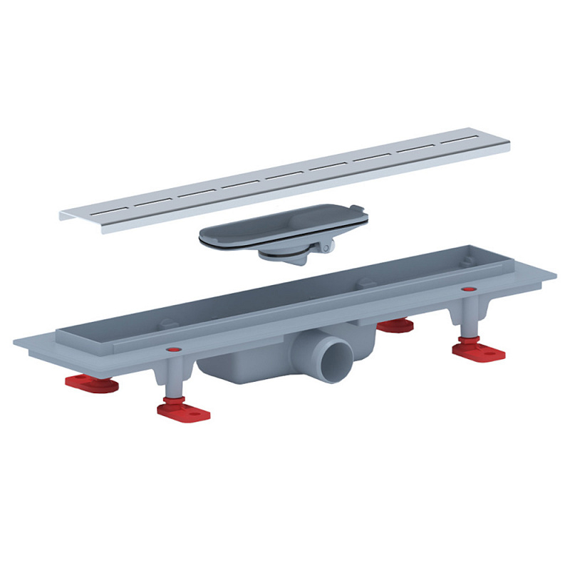 Трап линейный пластиковый АНИ Пласт TLQ1545M DN40 с сухим затвором и матовой решёткой Киль 450х62 мм