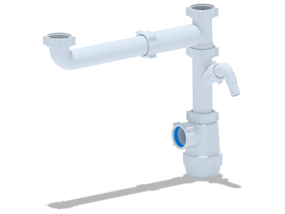 Сифон для мойки АНИ Пласт Грот A7020 1 1/2 дюйма 40 мм двойной смещенный без выпуска