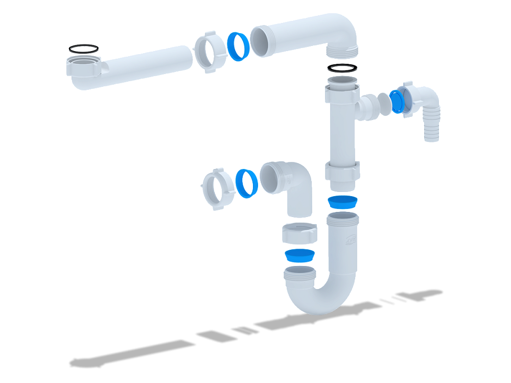 Сифон для раковины АНИ Пласт DB5320 1 1/4 дюйма 32 мм без выпуска с отводом для стиральной машины