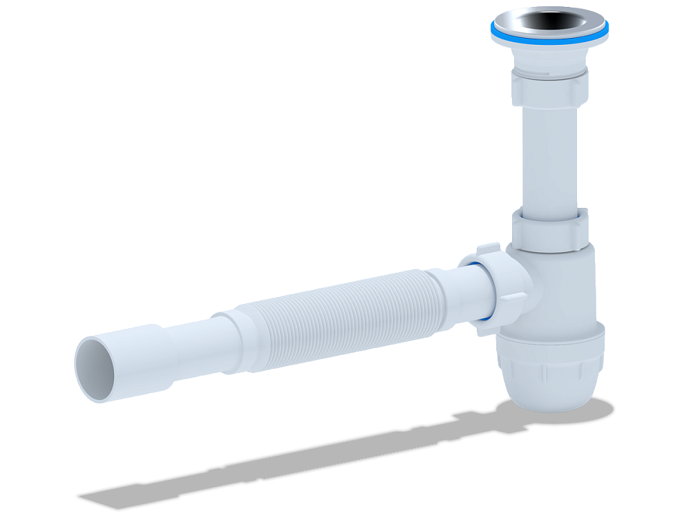 Cифон для раковины АНИ Пласт Юнг BM1015 1 1/4 дюйма 32 мм c гибкой трубой 32х32/40 мм