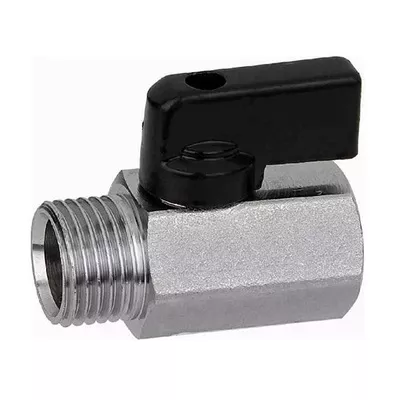 Мини кран для воды, никелированное 1/2" г/ш (ЧЕРНЫЕ ручки) DE22MF-N