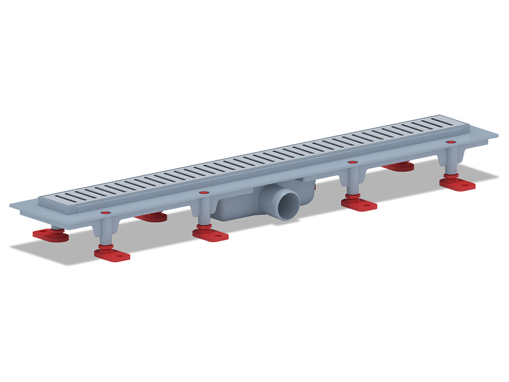 Трап линейный пластиковый АНИ Пласт TL1465M выпуск 40 мм решётка Бимс матовая нержавеющая сталь 650 мм