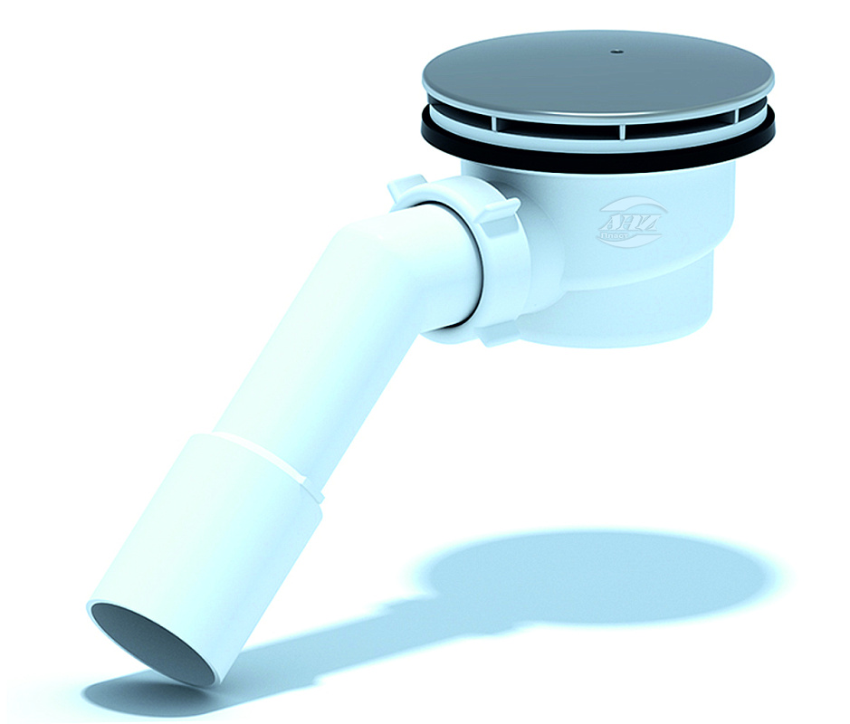 Сифон для душевого поддона АНИ Пласт E321C 1 1/2 дюйма 90 мм с переходной трубой 45 градусов 40х50 мм