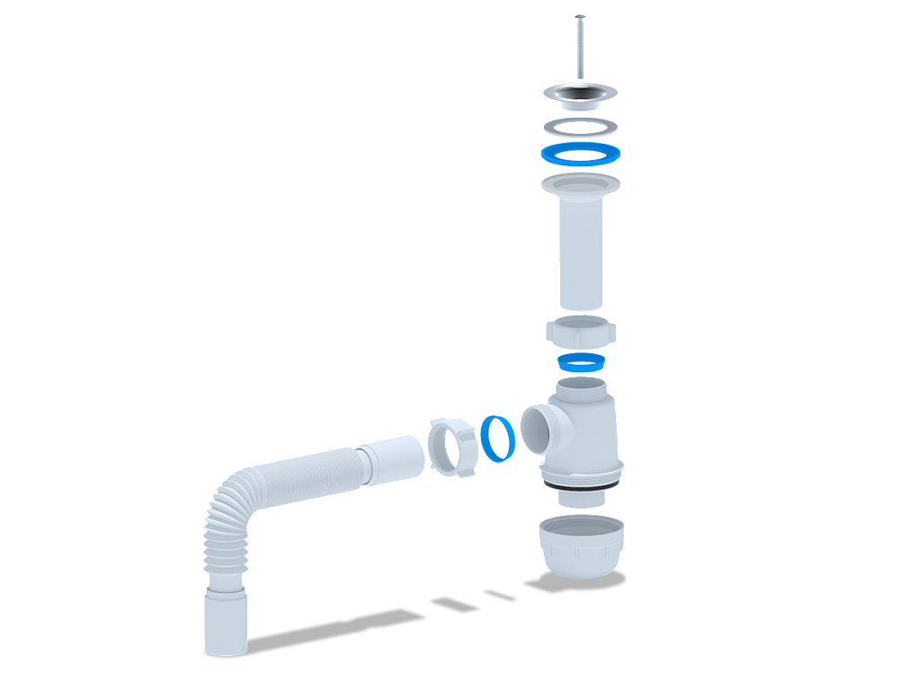 Сифон для мойки АНИ Пласт Грот A0505 1 1/2 дюйма 40 мм с гибкой трубой 40х40 мм