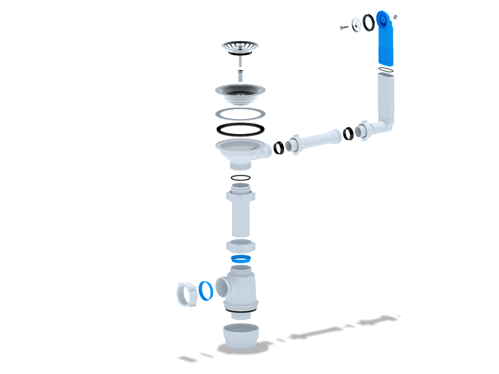 Сифон для мойки АНИ Пласт Грот A0142 3 1/2 дюйма 40 мм с жестким переливом