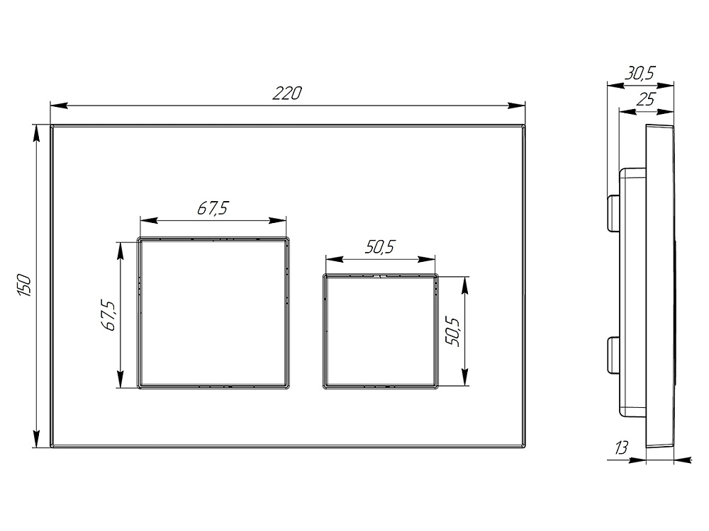 Клавиша смыва для скрытой инсталляции унитаза, АНИ Пласт, квадратная, матовая белая, WP1600