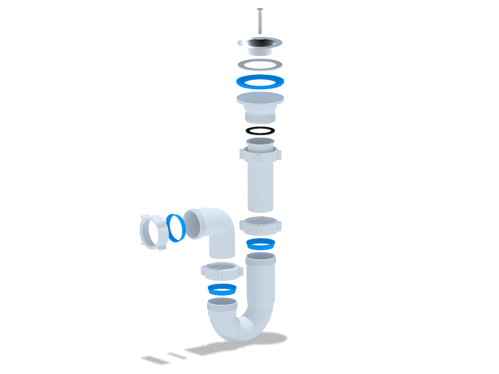 Сифон для мойки АНИ Пласт D0100 1 1/2 дюйма 40 мм прямоточный