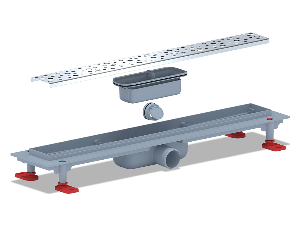 Трап линейный пластиковый АНИ Пласт TL1355G выпуск 40 мм решётка Бриз глянцевая нержавеющая сталь 550 мм