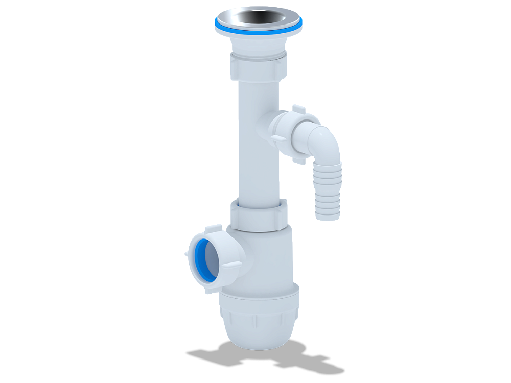 Cифон для раковины АНИ Пласт Юнг BM1300 1 1/4 дюйма 32 мм c отводом для стиральной машины