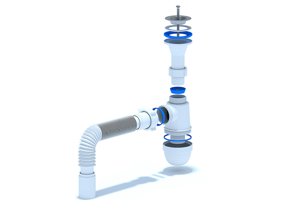 Сифон для раковины АНИ Пласт C2005 1 1/4 дюйма 40 мм с гибкой трубой 40х40 мм