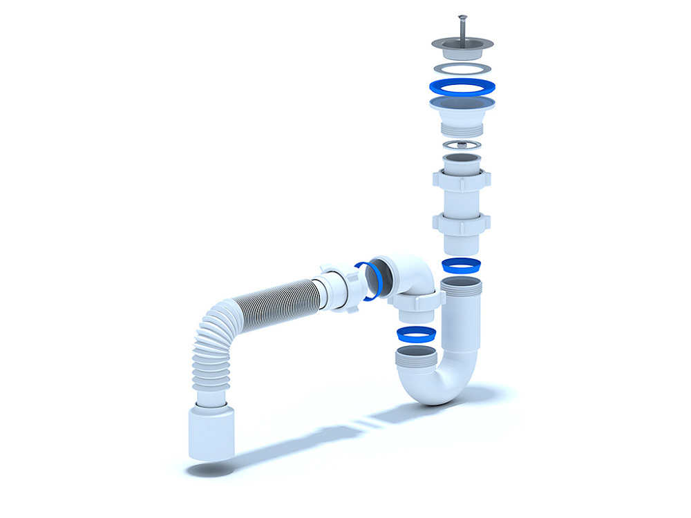 Сифон для мойки АНИ Пласт D0110 1 1/2 дюйма 40 мм прямоточный с гибкой тубой 40х50 мм