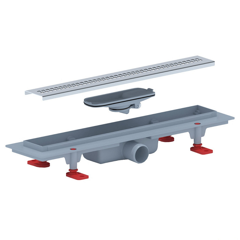 Трап линейный пластиковый АНИ Пласт TLQ1245M DN40 с сухим затвором и матовой решёткой Риф 450х62 мм