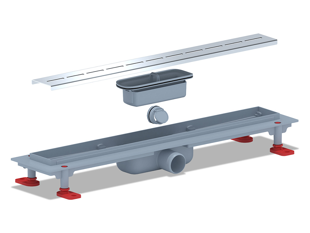 Трап линейный пластиковый АНИ Пласт TL1555G выпуск 40 мм решётка Киль глянцевая нержавеющая сталь 550 мм