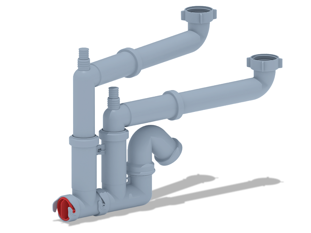 Cифон для мойки АНИ Пласт F серия F3520 1 1/2 дюйма 40 мм двойной с отводом для стиральной машины без выпуска