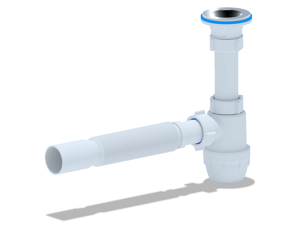 Cифон для раковины АНИ Пласт Юнг BM1010 1 1/4 дюйма 32 мм c гибкой трубой 32х40 мм