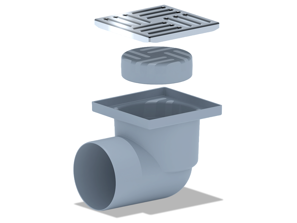 Трап для душа АНИ Пласт TQ1112 DN110 горизонтальный нерегулируемый с сухим затвором и решёткой из нержавеющей стали 150х150 мм