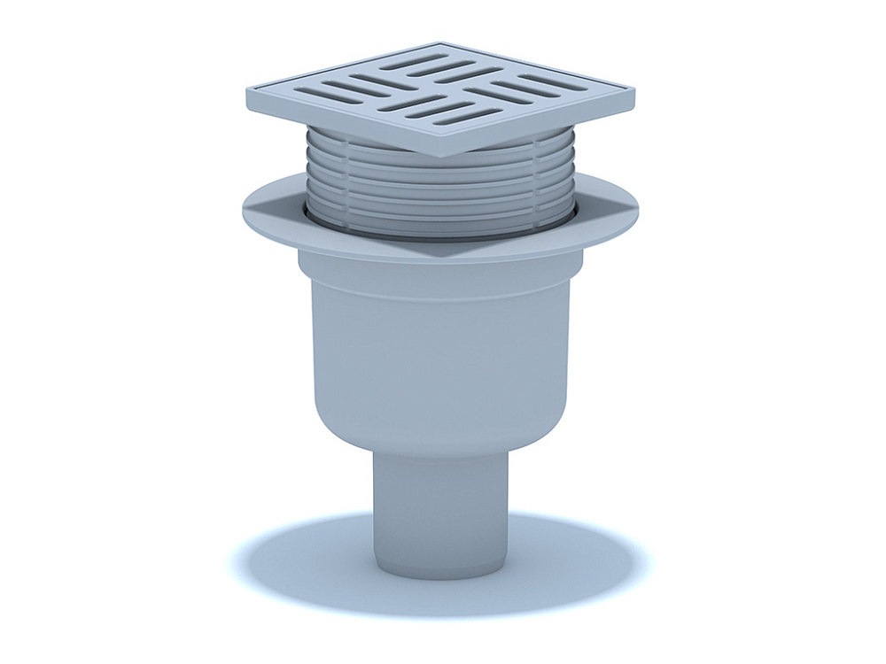 Трап вертикальный регулируемый АНИ Пласт TA5704 выпуск 50 мм с решеткой из пластика 100х100 мм