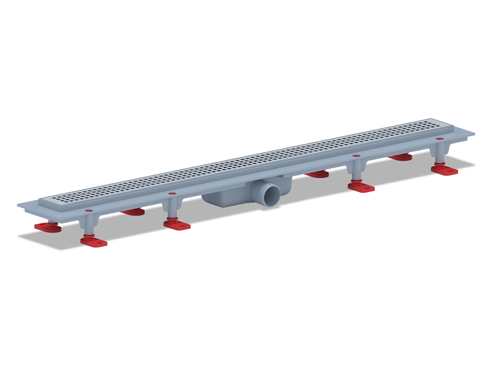 Трап линейный пластиковый АНИ Пласт TL1685M выпуск 40 мм, решётка Корн матовая нержавеющая сталь 850 мм