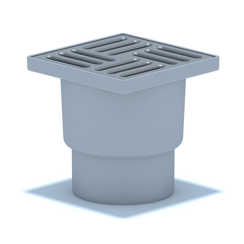 Трап для душа АНИ Пласт TQ1212 DN110 вертикальный нерегулируемый с сухим затвором и решёткой из нержавеющей стали 150х150 мм