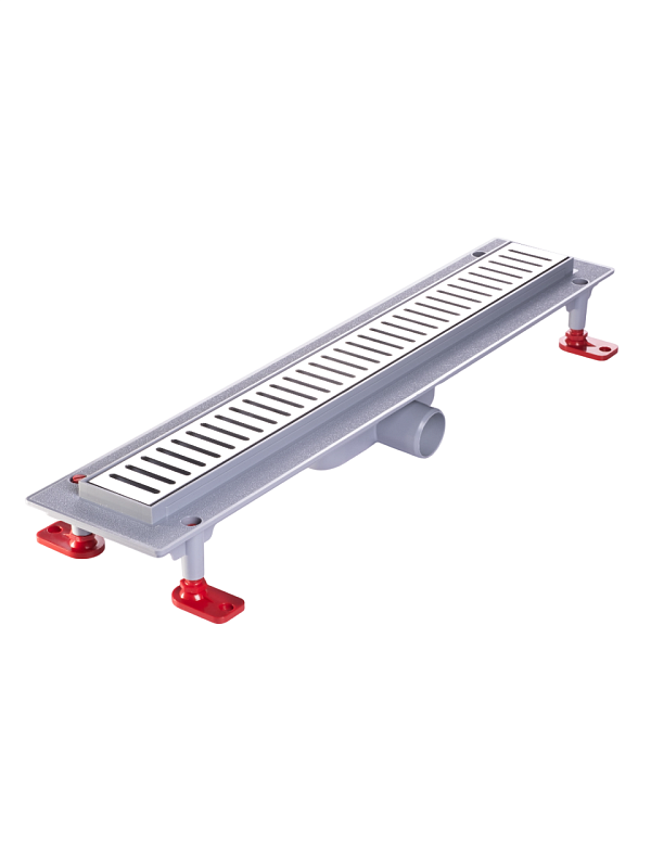 Трап линейный пластиковый АНИ Пласт TL1455G выпуск 40 мм решётка Бимс глянцевая нержавеющая сталь 550 мм