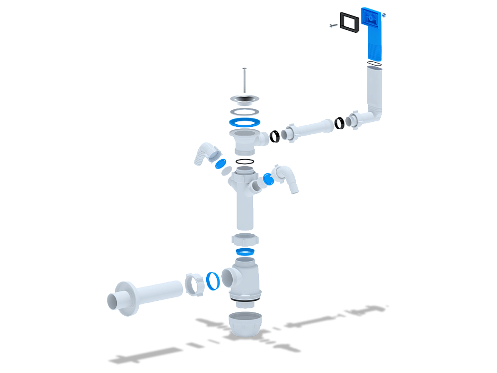 Сифон для мойки АНИ Грот A1140 с двумя отводами для стиральной машины с жестким переливом 1 1/2 дюйма 40 мм
