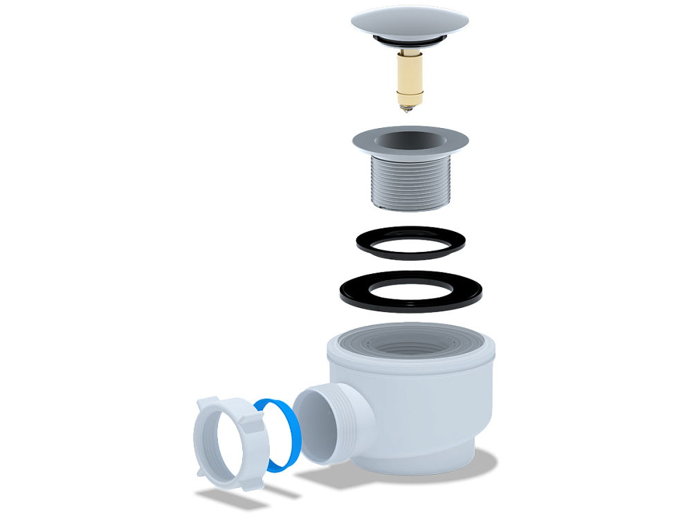 Сифон для душевого поддона АНИ Пласт E410CLG 1 1/2 дюйма 50/60 мм хром клик-клак грибок