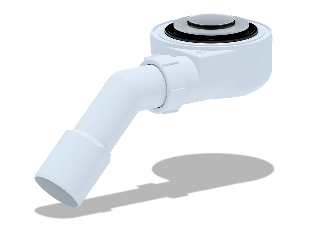 Сифон для душевого поддона АНИ Пласт E451CLS 1 1/2 дюйма 60 мм клик-клак сетка с переходной трубой 45° 40/50 мм