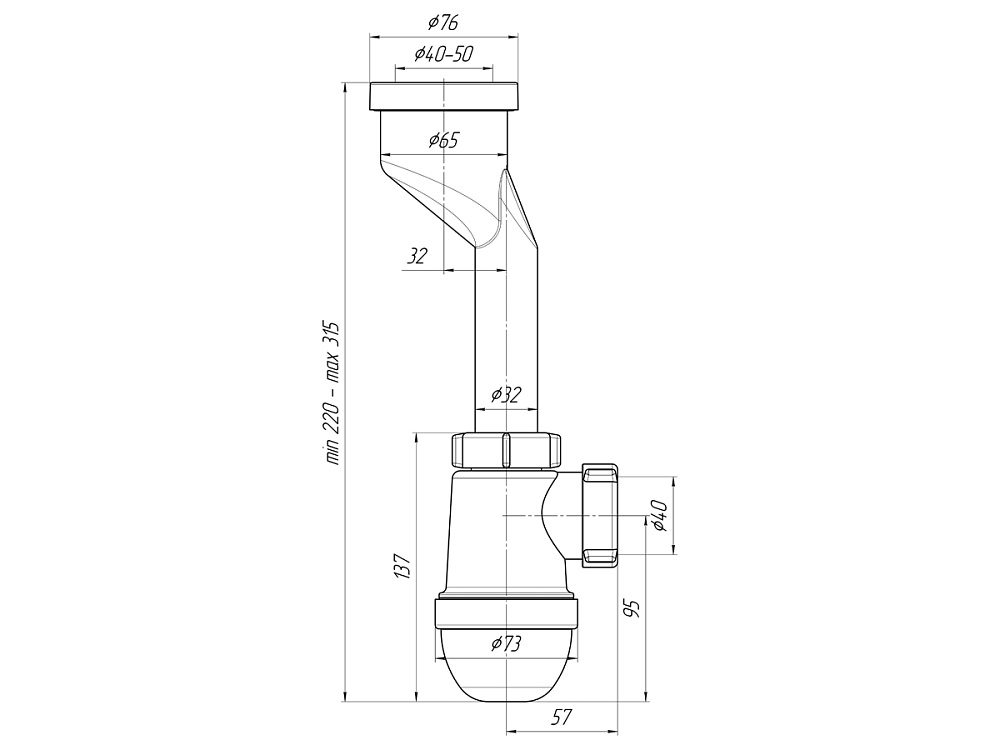 Сифон для писсуара АНИ Пласт U0100 40 мм