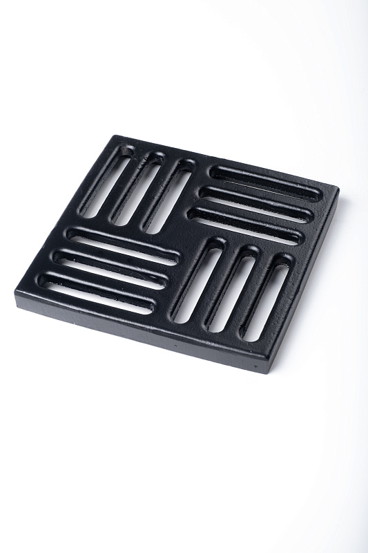 Трап для душа АНИ Пласт TA1716 вертикальный регулируемый с выпуском 110 мм и чугунной решеткой 150х150 мм