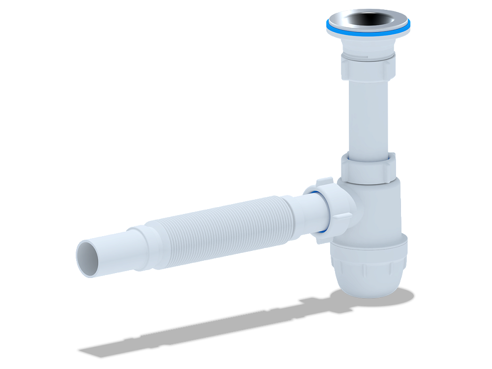 Cифон для раковины АНИ Пласт Юнг BM1005 1 1/4 дюйма 32 мм c гибкой трубой 32х32 мм
