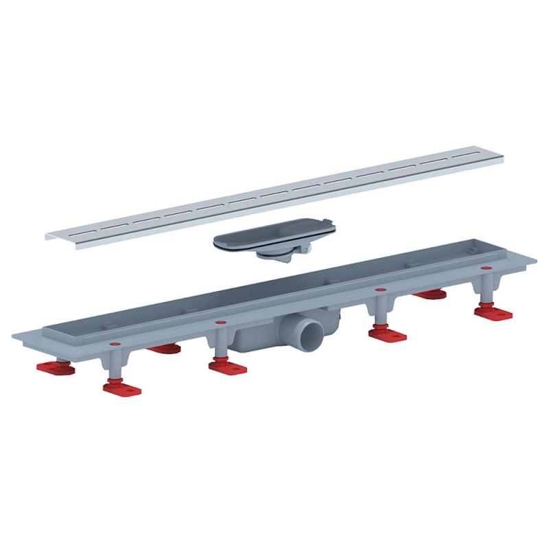 Трап линейный пластиковый АНИ Пласт TLQ1565M DN40 с сухим затвором и матовой решёткой Киль 650х62 мм