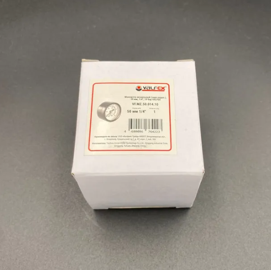 Манометр аксиальный (заднее подключение) 1/4", 10 бар, VALFEX, арт.VF.MZ.50.014.10