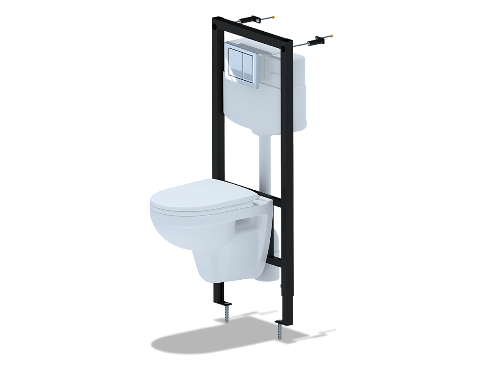 Набор инсталляции 50 см АНИ Пласт WN1121 с унитазом, крышкой, квадратной клавишей хром глянец